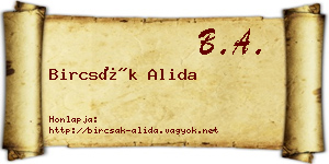 Bircsák Alida névjegykártya